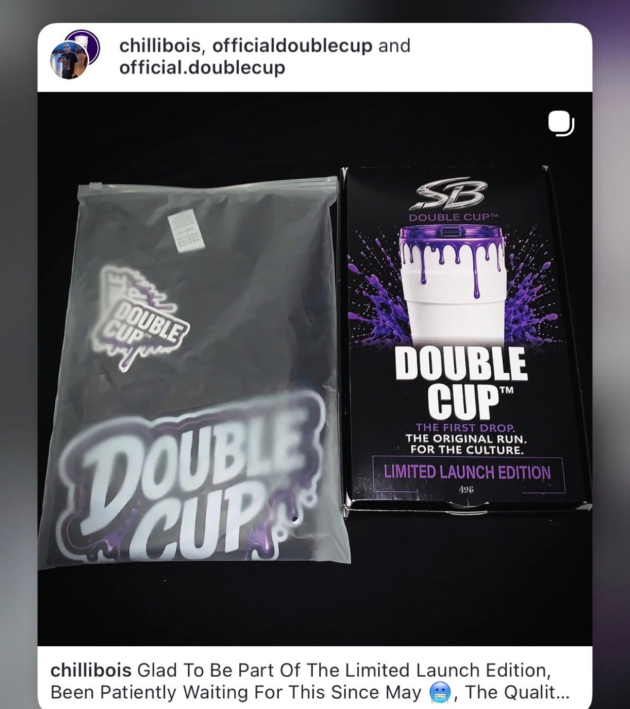Customer photo of Double Cup package and apparel