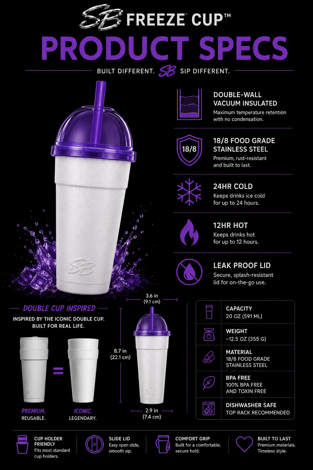 SB Freeze Cup product specifications sheet